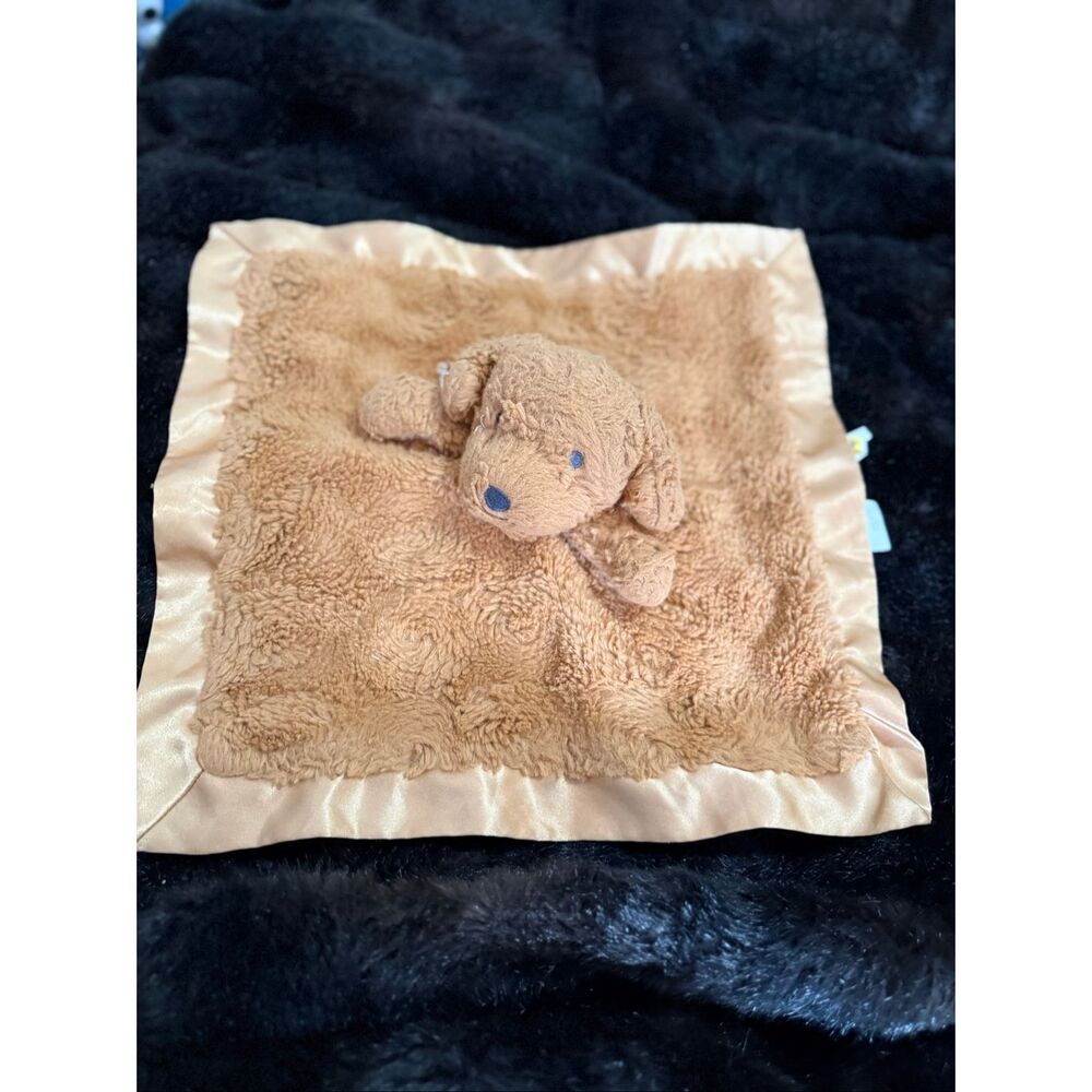 Cloud Island Golden Doodle Puppy Dog Lovey Security Blanket Brown Satin Trim Toy